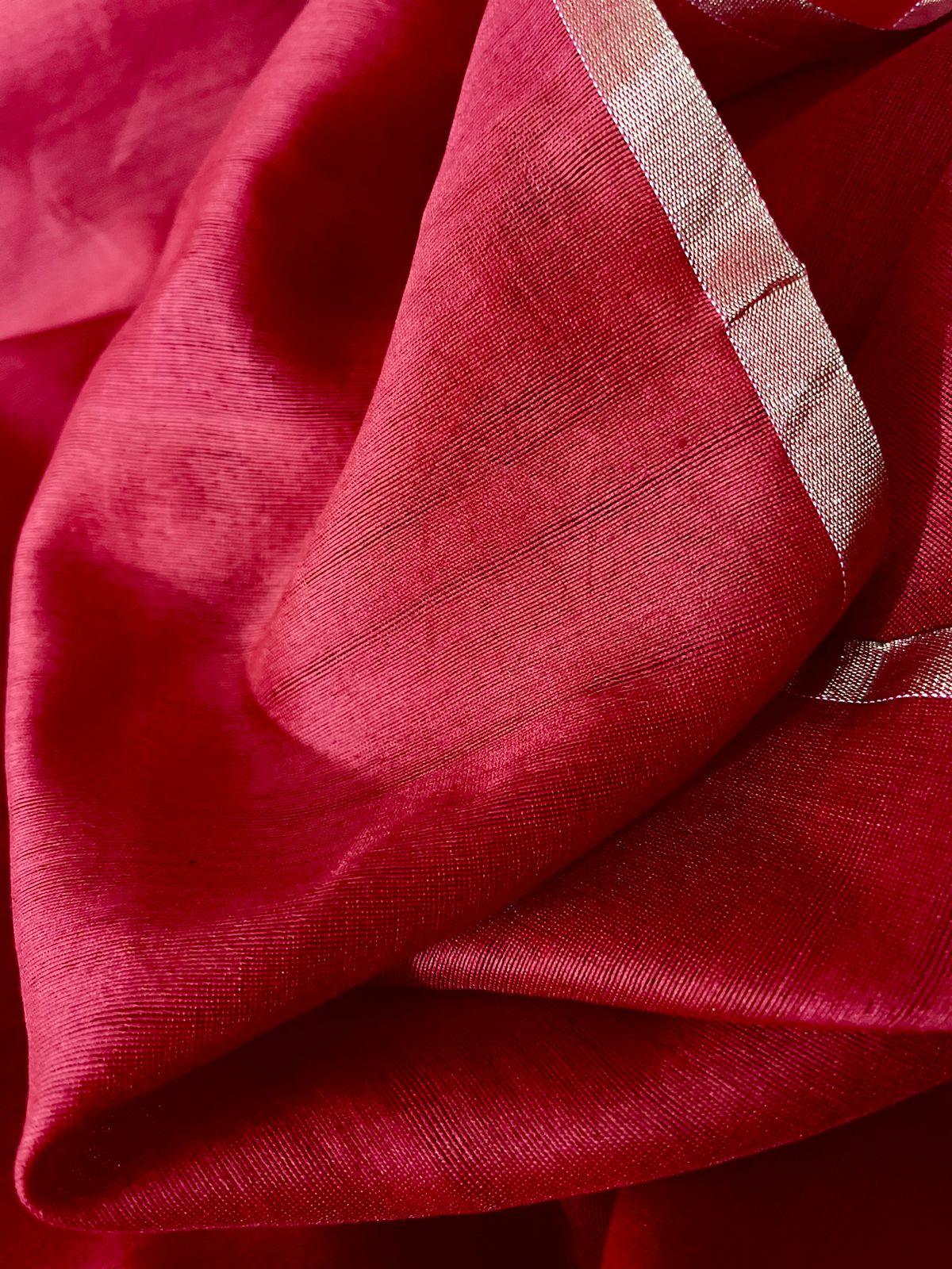 Peacock blue with red pallu border floral handwoven jamdani saree - Tamal Boutique