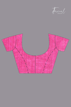 Pink border allover floral motifs handwoven jamdani saree blouse