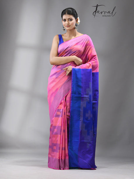 Raspberry Sky Bishnupuri katki Katan Silk - Tamal Boutique
