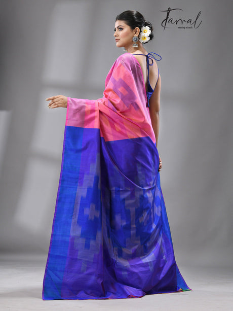 Raspberry Sky Bishnupuri katki Katan Silk - Tamal Boutique