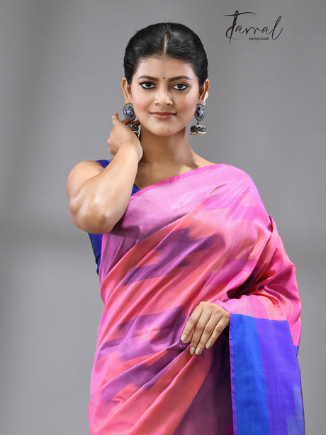 Raspberry Sky Bishnupuri katki Katan Silk - Tamal Boutique