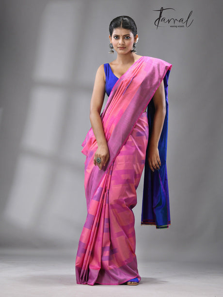 Raspberry Sky Bishnupuri katki Katan Silk - Tamal Boutique