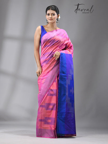Raspberry Sky Bishnupuri katki Katan Silk - Tamal Boutique