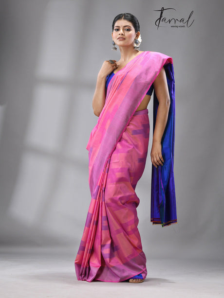 Raspberry Sky Bishnupuri katki Katan Silk - Tamal Boutique