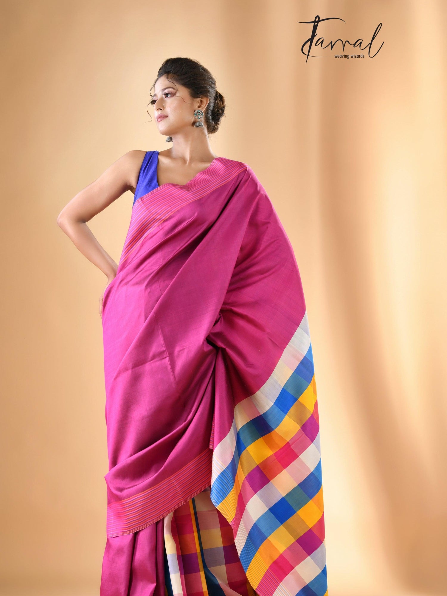 Pink with multicolour handcrafted Bishnupuri Katan Silk Saree