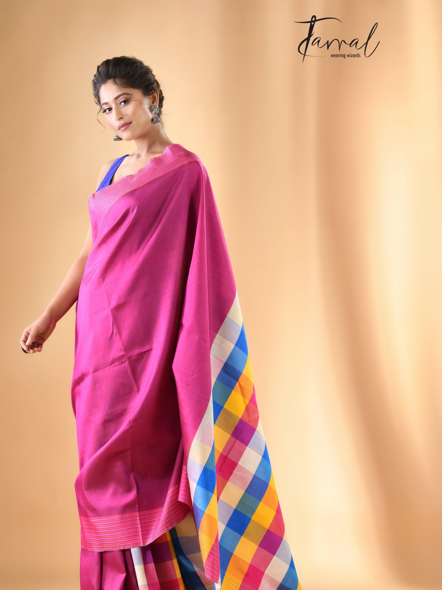 Pink with multicolour handcrafted Bishnupuri Katan Silk Saree