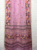 Pink with multicolour kalmilata muslin silk handwoven jamdani saree - Tamal Boutique