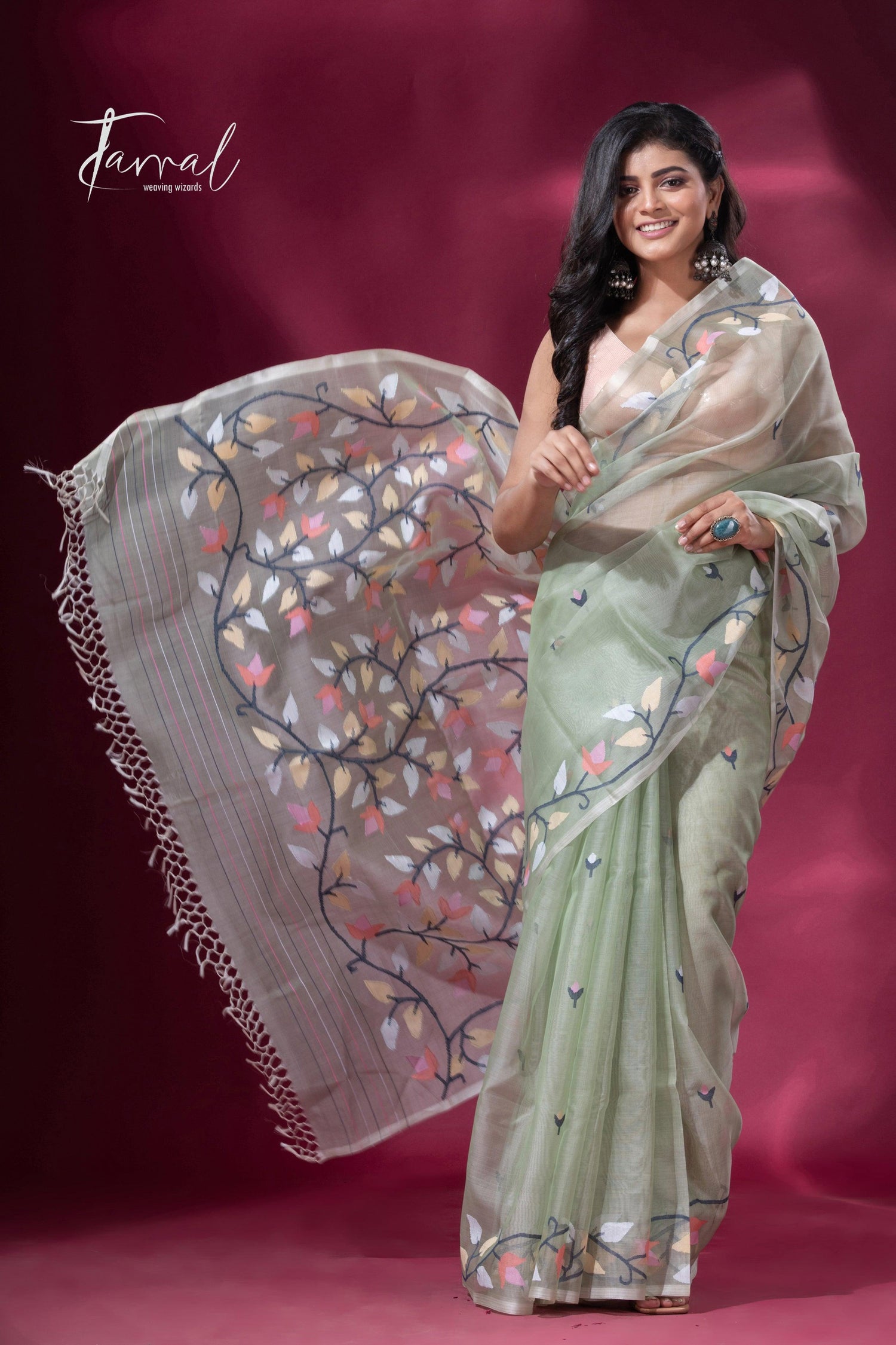 Pista Blossom handwoven Jamdani sarees collection in Kolkata