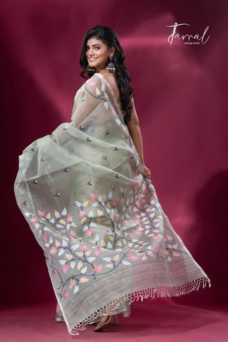 Pista Blossom handwoven Jamdani sarees collection in Kolkata back
