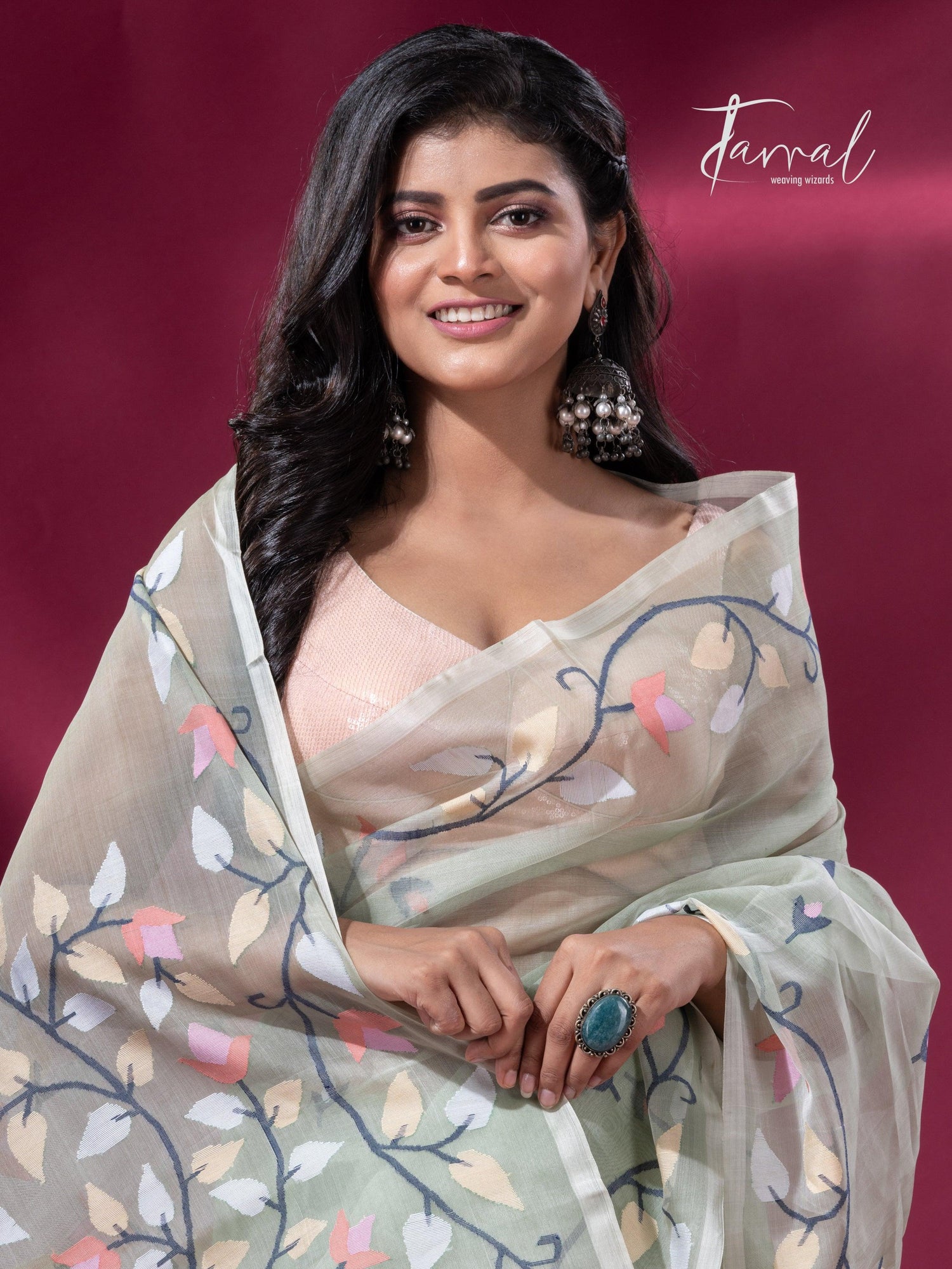 Pista Blossom handwoven Jamdani sarees collection in Kolkata cls