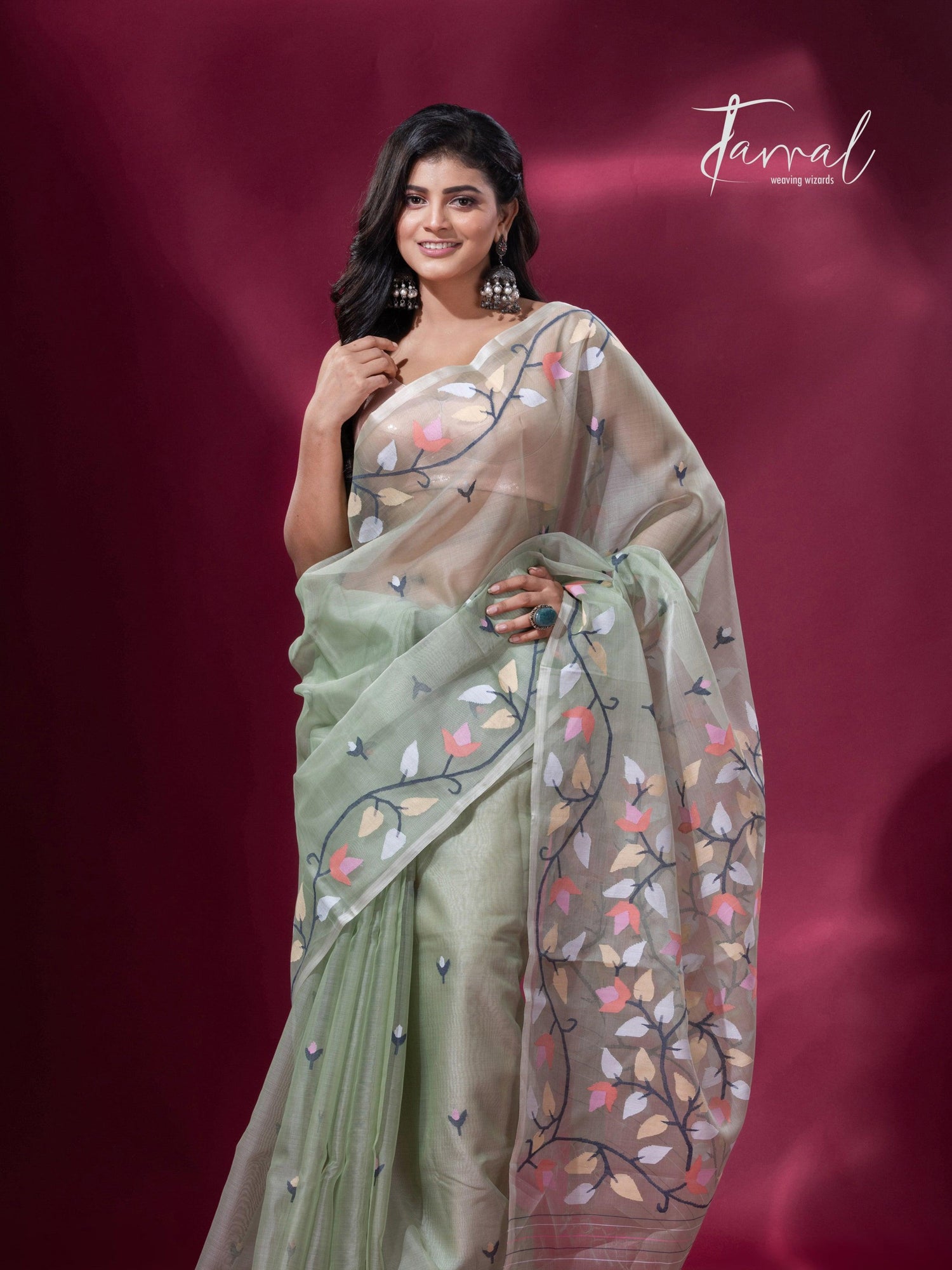 Pista Blossom handwoven Jamdani sarees collection in Kolkata full