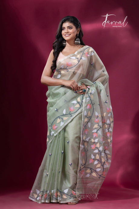 Pista Blossom handwoven Jamdani sarees collection in Kolkata left