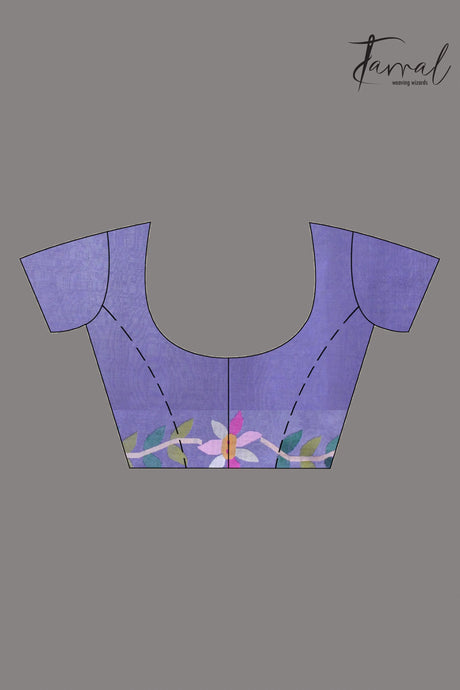 Purple colour floral handwoven jamdani saree in muslin silk