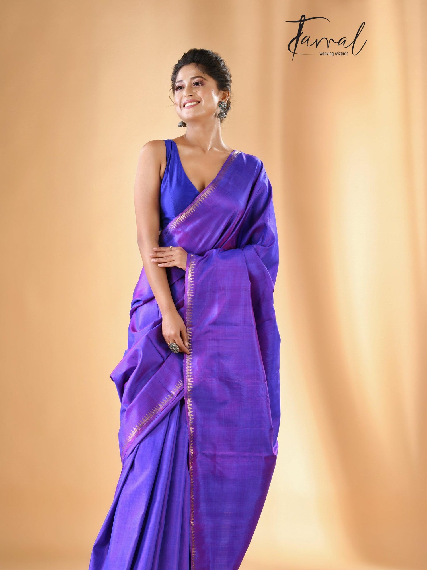 Purple zari splendor bishnupuri katan silk saree - Tamal Boutique