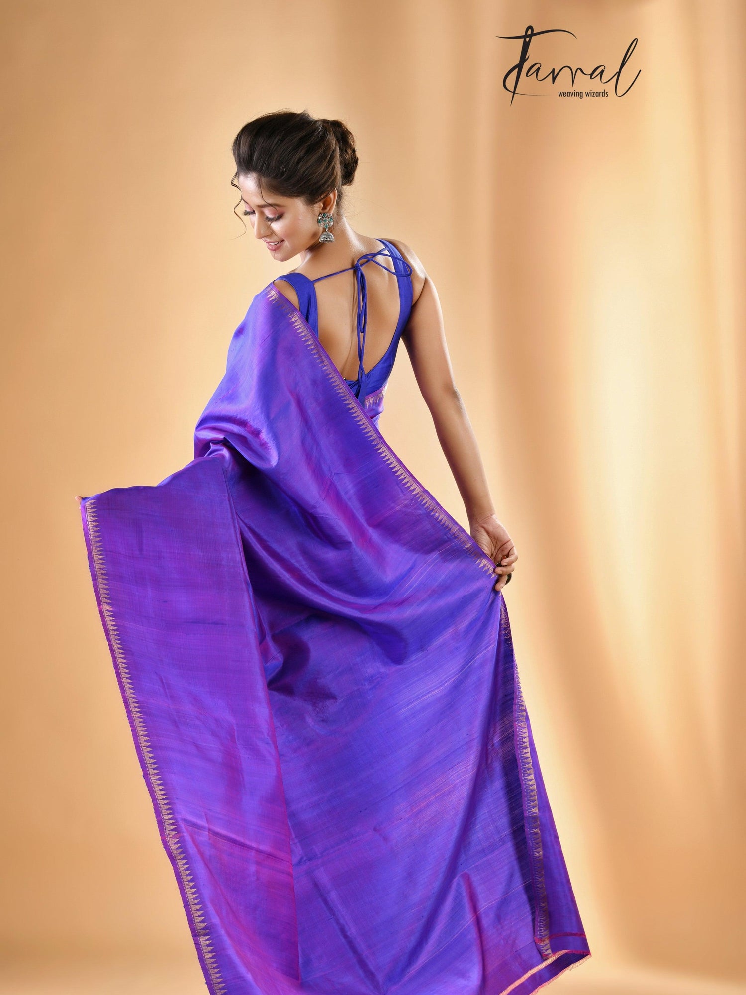 Purple zari splendor bishnupuri katan silk saree - Tamal Boutique