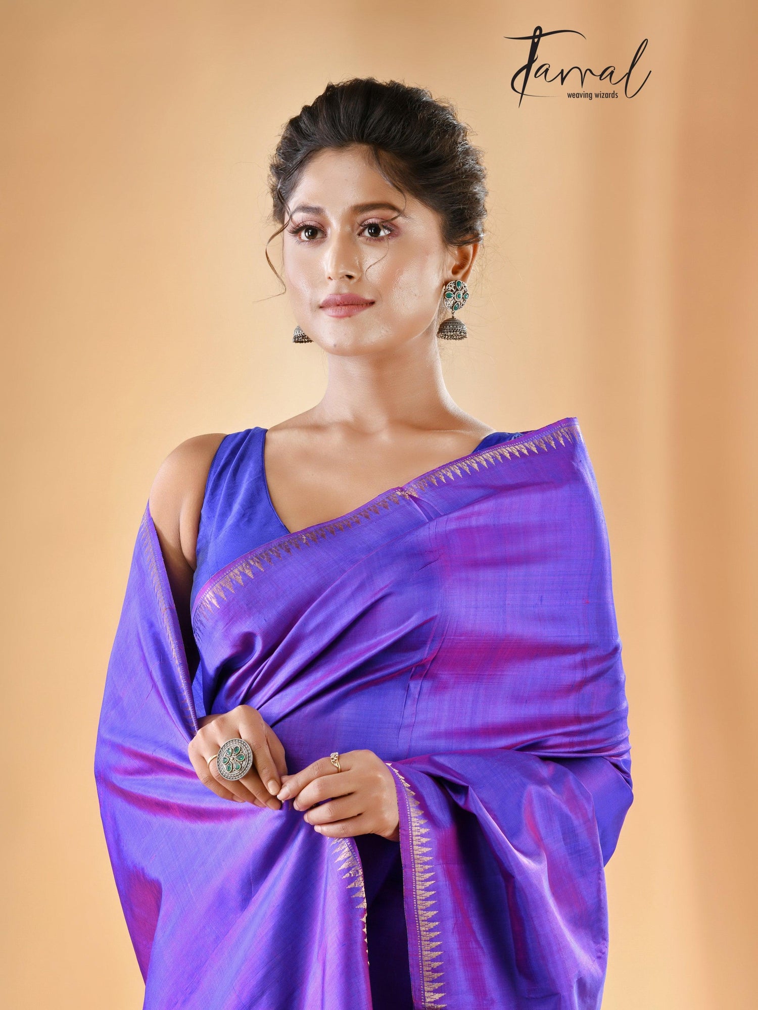 Purple zari splendor bishnupuri katan silk saree - Tamal Boutique