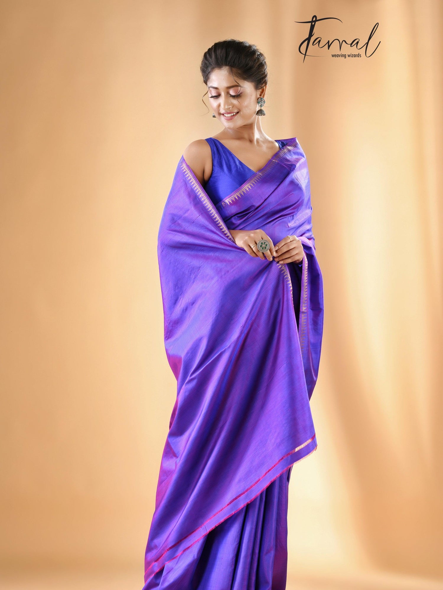 Purple zari splendor bishnupuri katan silk saree - Tamal Boutique