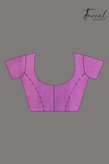 Purple floral border handwoven muslin jamdani saree blouse