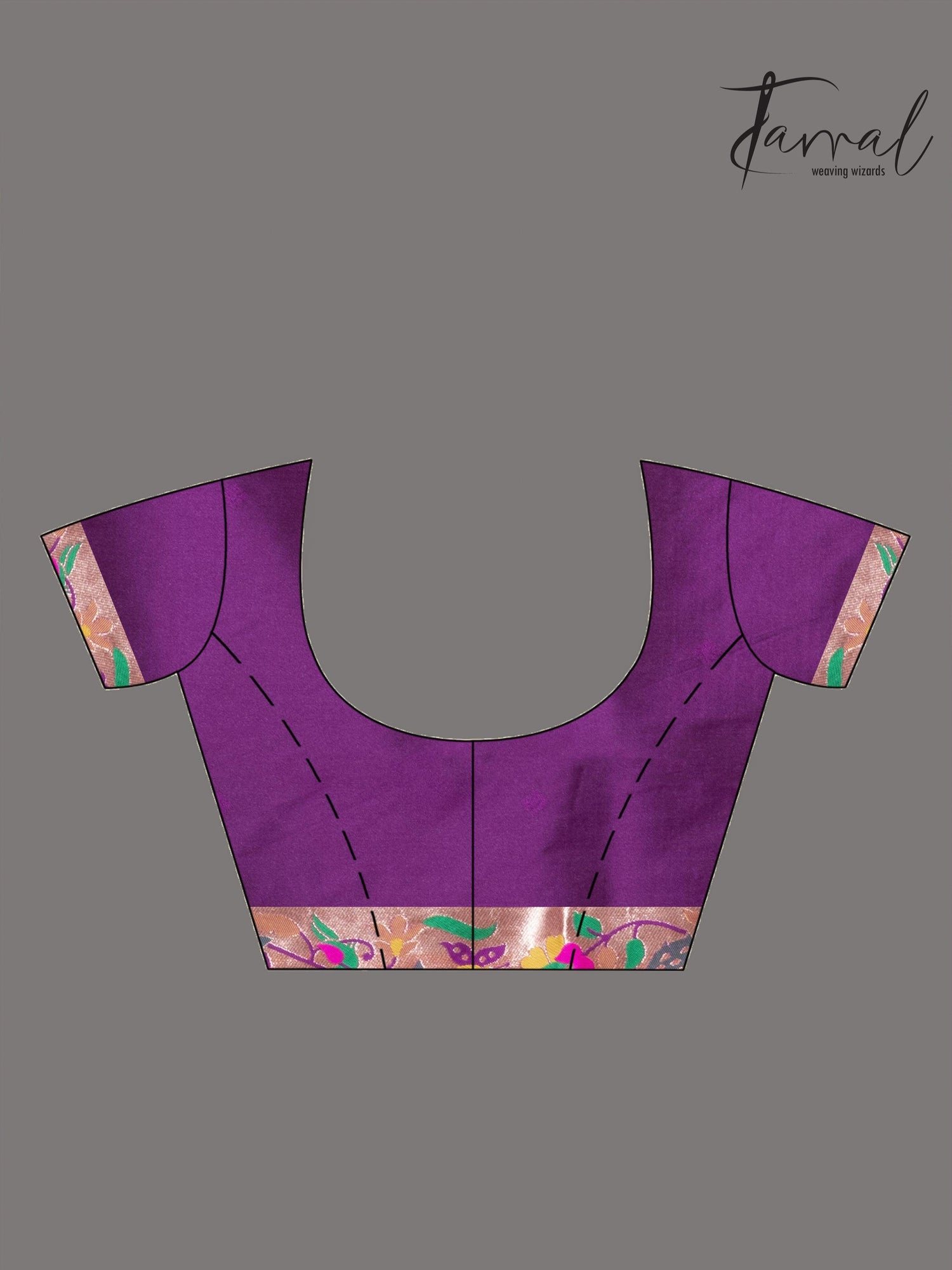 Purple gold majesty Kanchipuram handloom silk paithani saree full2