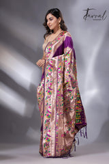 Purple gold majesty Kanchipuram handloom silk paithani saree 2