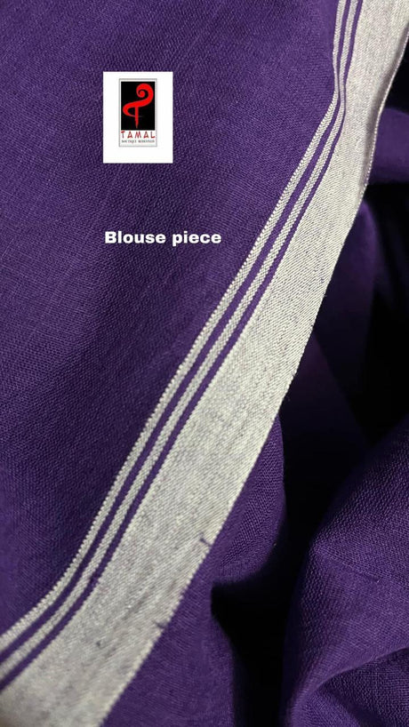 Purple with white border pure cotton handwoven jamdani saree