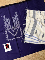 Purple with white colour pure cotton kurta & dupatta set - Tamal Boutique