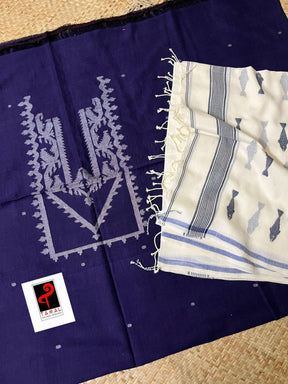 Purple with white colour pure cotton kurta & dupatta set - Tamal Boutique