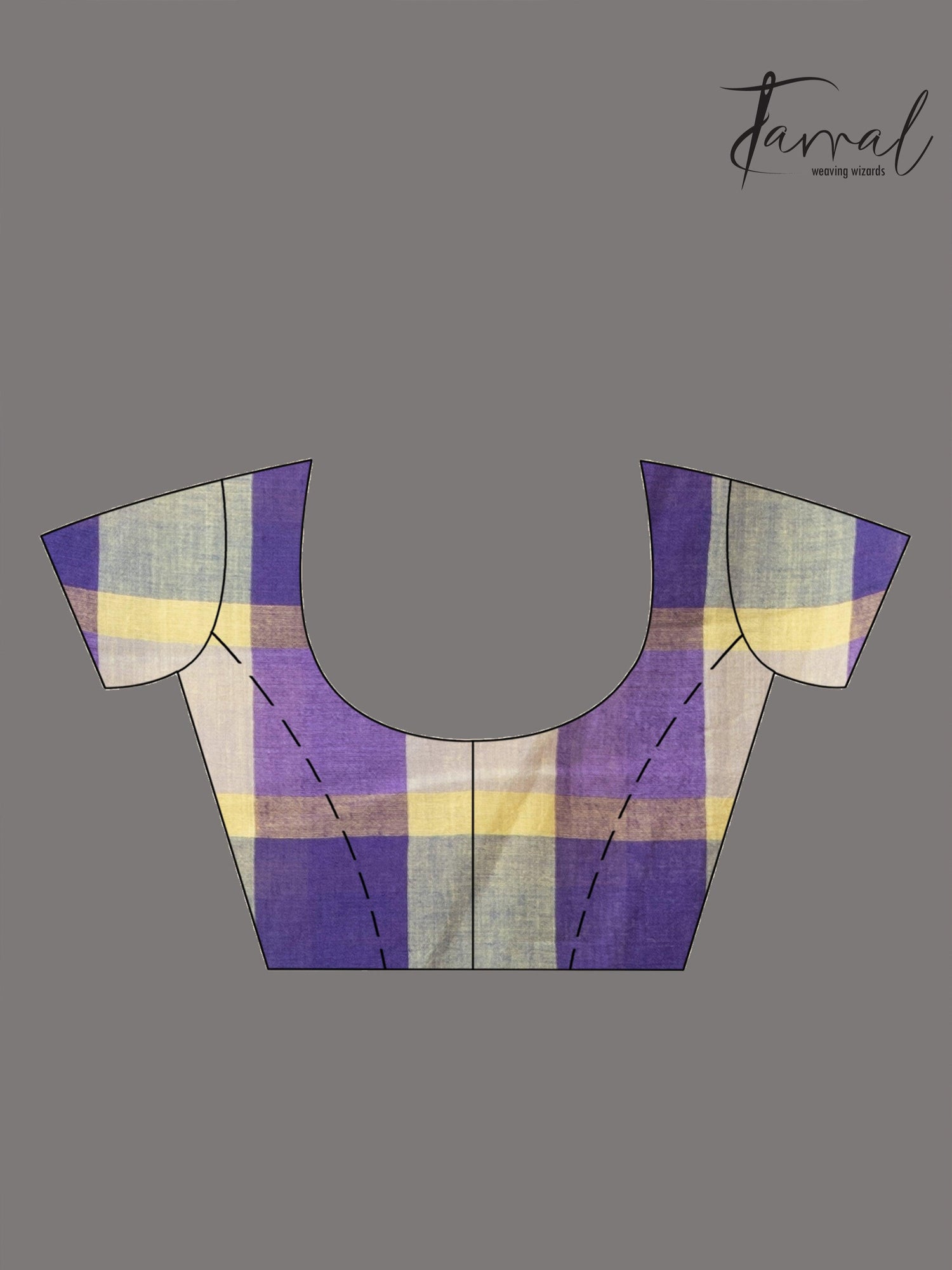 Purple with yellow & red pure cotton handwoven jamdani saree