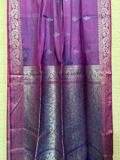 Purple dual tone tissue banarasi handloom saree