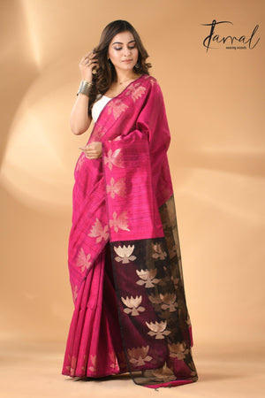Rani_Pink_Jamdani_Matka_Silk_Saree_Right