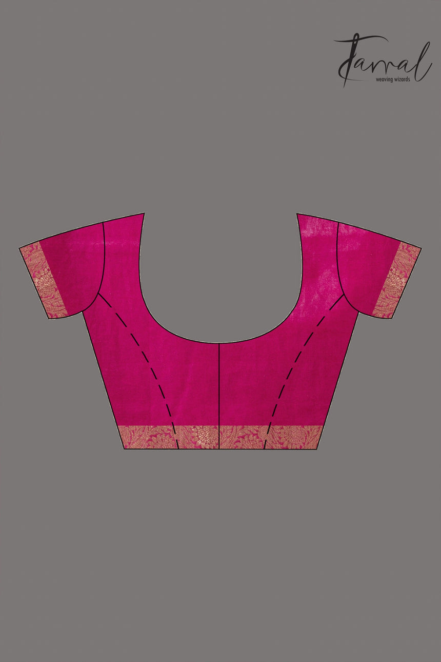 Rani colour with antic zari Banarasi silk handloom saree - Tamal Boutique