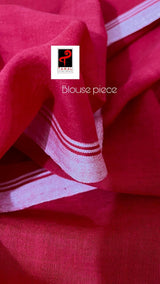 Red with white border pure cotton handwoven jamdani saree