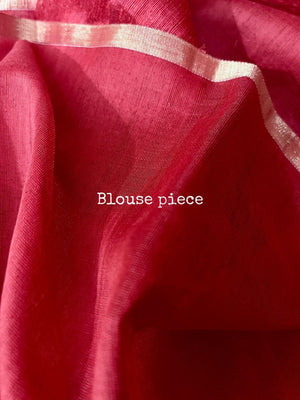 Red hot with golden zari border matka silk handwoven jamdani saree - Tamal Boutique