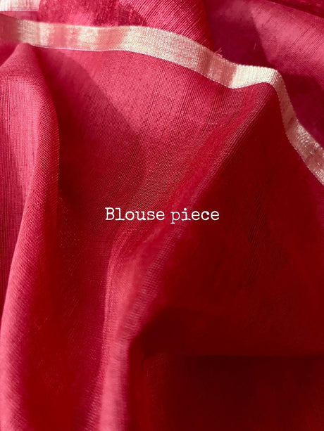 Red hot with golden zari border matka silk handwoven jamdani saree - Tamal Boutique
