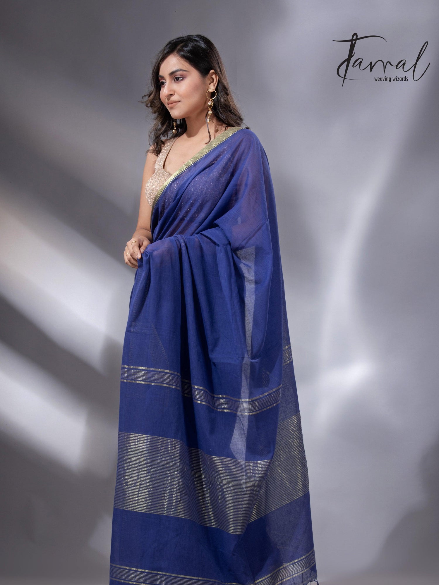 Royal blue colour mangalgiri design pure cotton handloom saree