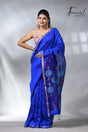 Royal blue with zari border matka silk handwoven jamdani saree