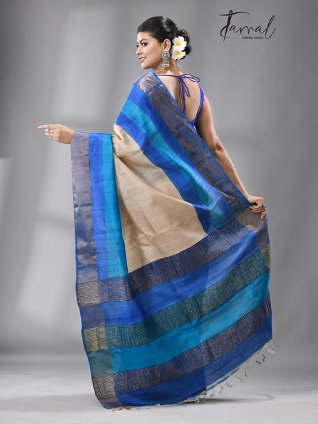 Zari Tussar Madhubala handloom silk saree - Tamal Boutique