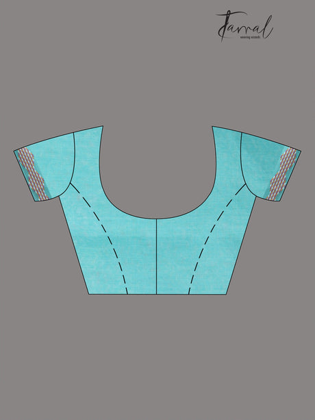 Turquoise blue with multi colour soft handloom dhakai jamdani saree with blouse piece - Tamal Boutique