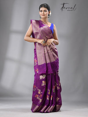 Magenta Color Benarasi silk handloom saree - Tamal Boutique