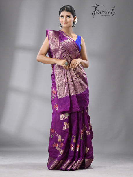 Magenta Color Benarasi silk handloom saree - Tamal Boutique