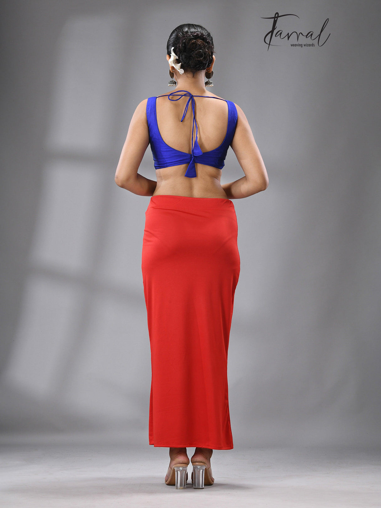 Carmine Red Fish Cutting Lycra Stretchable Free Size Petticoat - Tamal Boutique