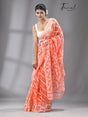 Light orange with white soft dhakai jamdani saree - Tamal Boutique
