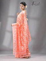 Light orange with white soft dhakai jamdani saree - Tamal Boutique