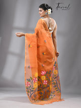 Periwinkle glow muslin silk handwoven jamdani saree - Tamal Boutique