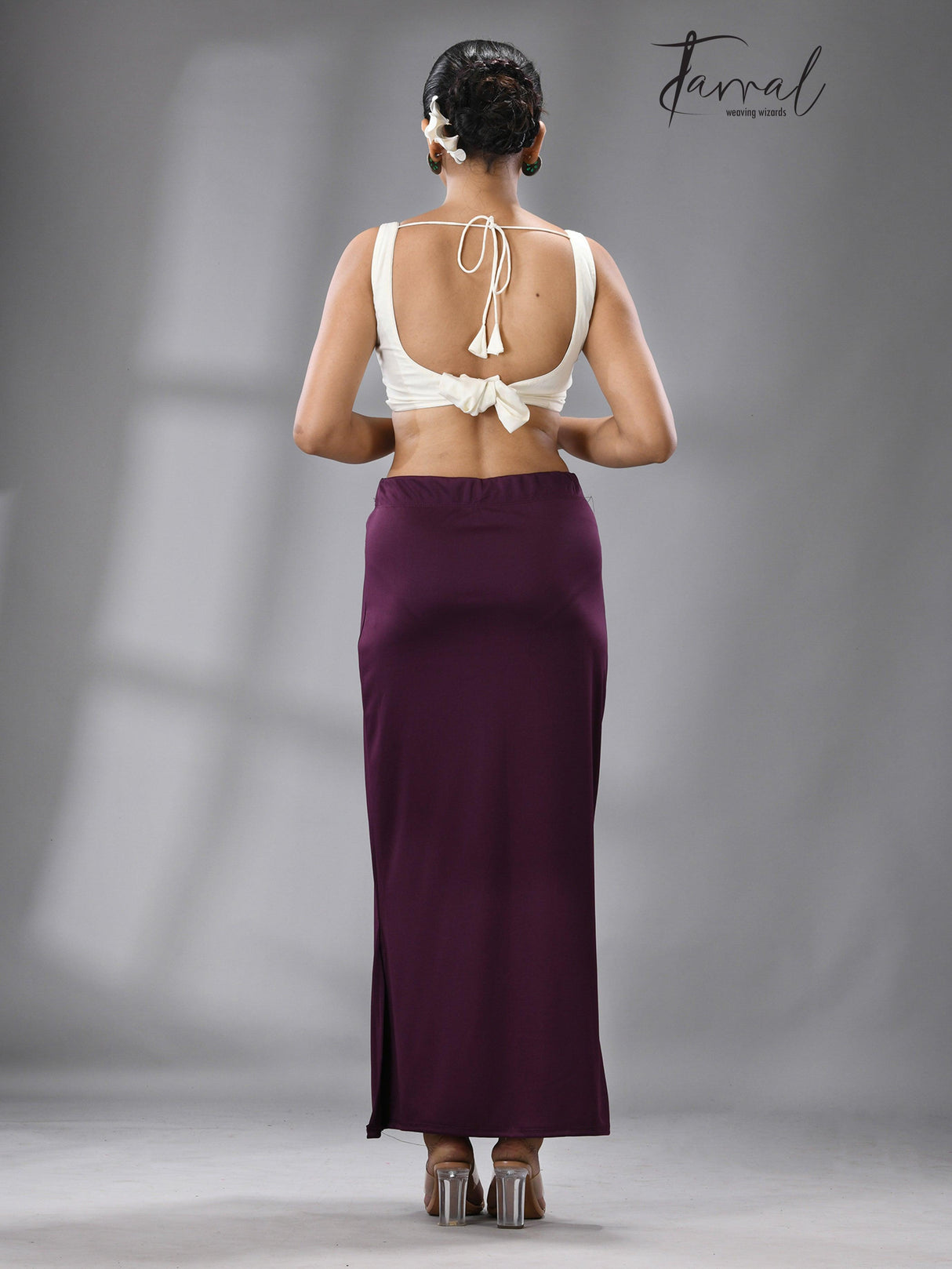 Plum colour Fish Cutting Lycra Stretchable Free Size Petticoat - Tamal Boutique