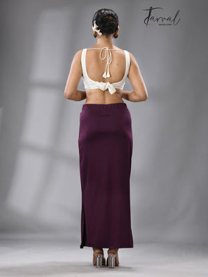 Plum colour Fish Cutting Lycra Stretchable Free Size Petticoat - Tamal Boutique