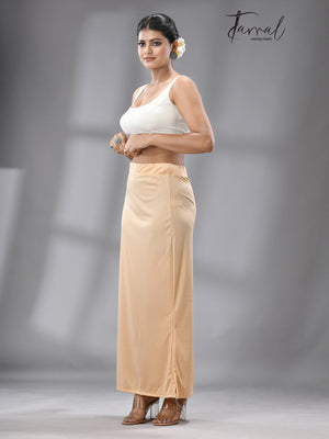 Cream Color Fish Cutting Lycra Stretchable Free Size Petticoat - Tamal Boutique