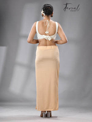 Cream Color Fish Cutting Lycra Stretchable Free Size Petticoat - Tamal Boutique