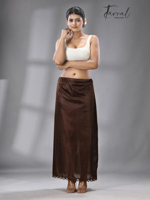 CHOCOLATE BROWN LYCRA STRETCHABLE PETTICOAT - Tamal Boutique