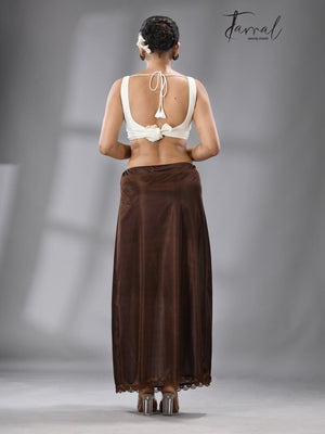 CHOCOLATE BROWN LYCRA STRETCHABLE PETTICOAT - Tamal Boutique